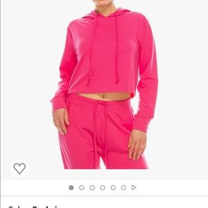 Pink Sweatpants Joggers and Sweatshirt Hoodie Set 2 pieces size Large track suit